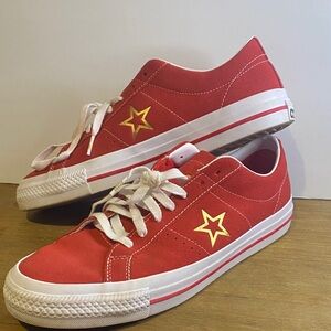 Converse red and white one star sneakers.  men’s size 10/women’s size 11 1/2.